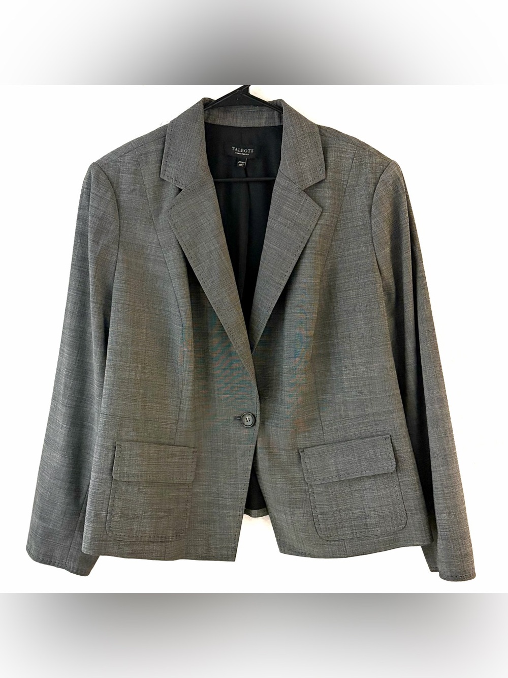 Talbots Gray Notch-Lapel Single-Button Blazer